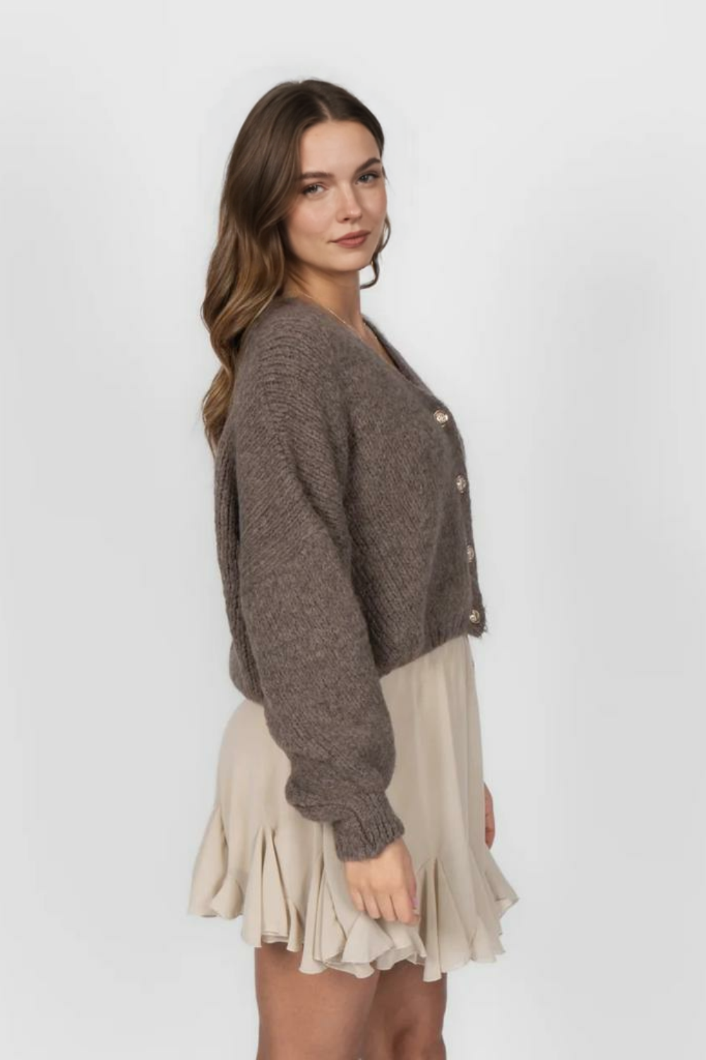 CozyGlam lielizmēra V veida kardigans ar īsām piedurknēm