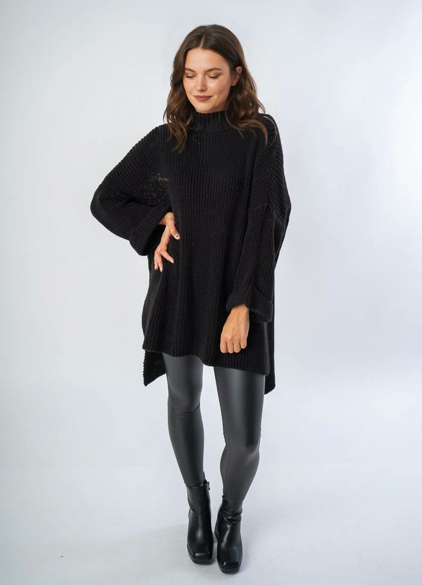 Oversize trikotāžas džemperis – Melns
