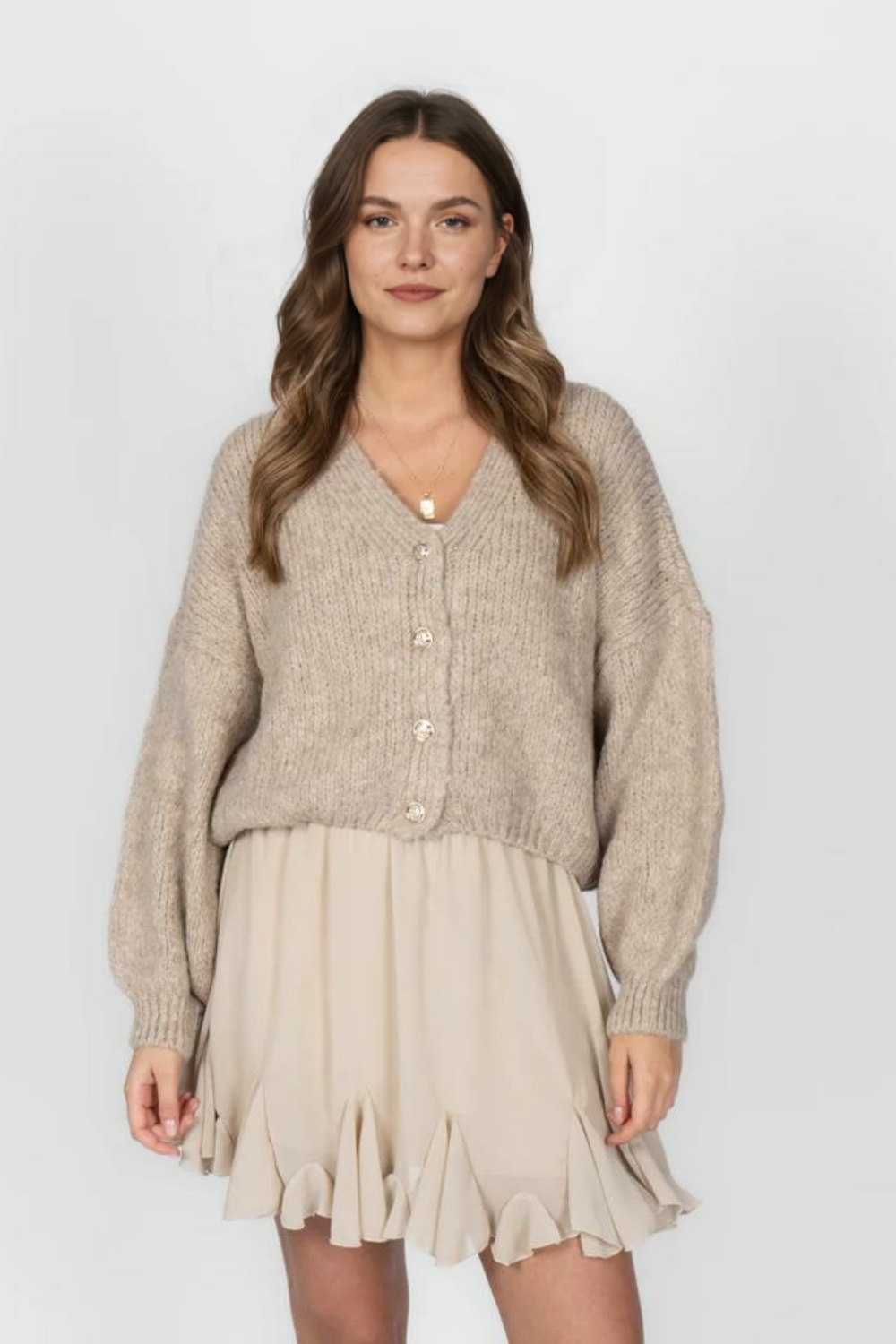 CozyGlam lielizmēra V veida kardigans ar īsām piedurknēm