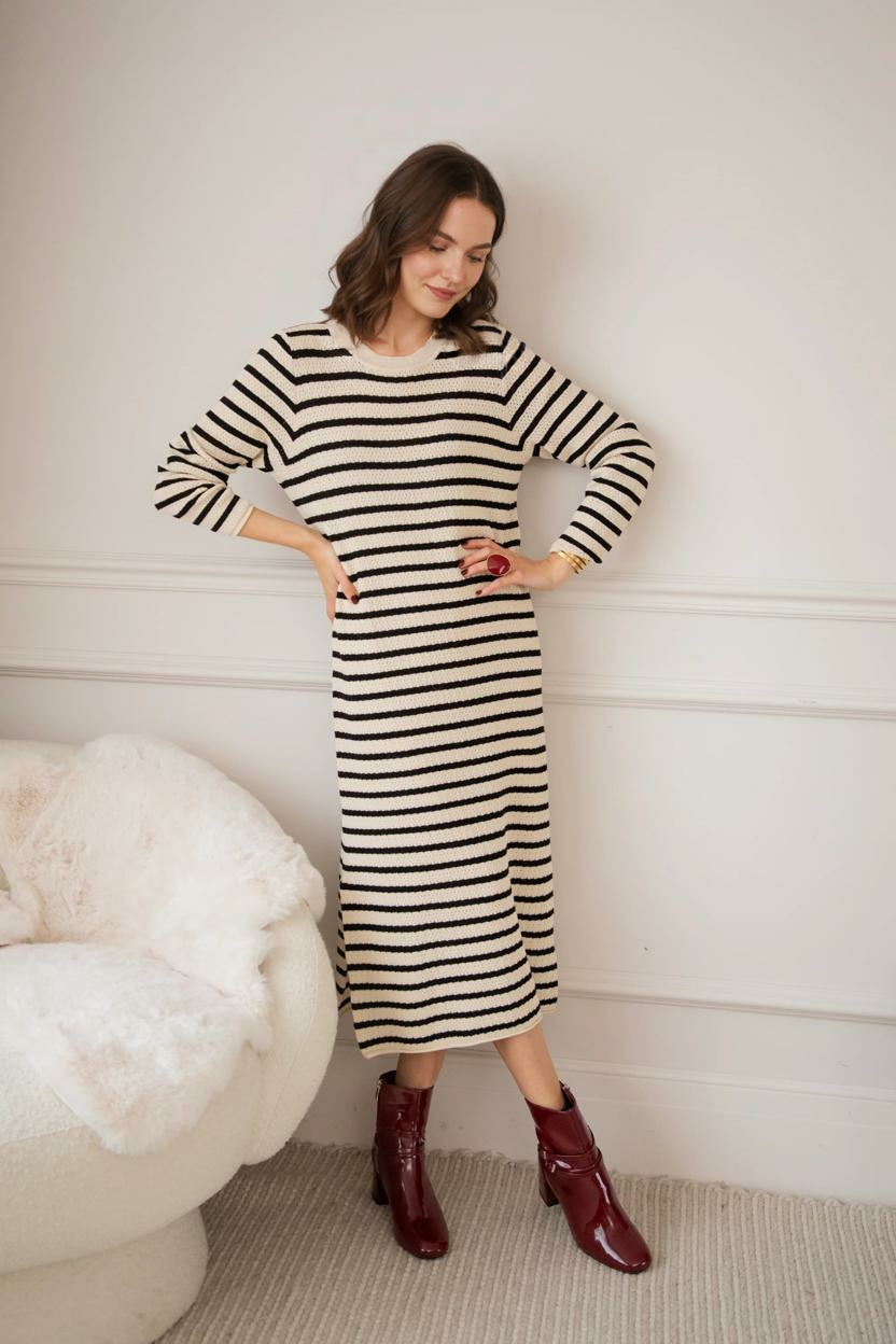 Sya Stripe Beige/Black - Kleita