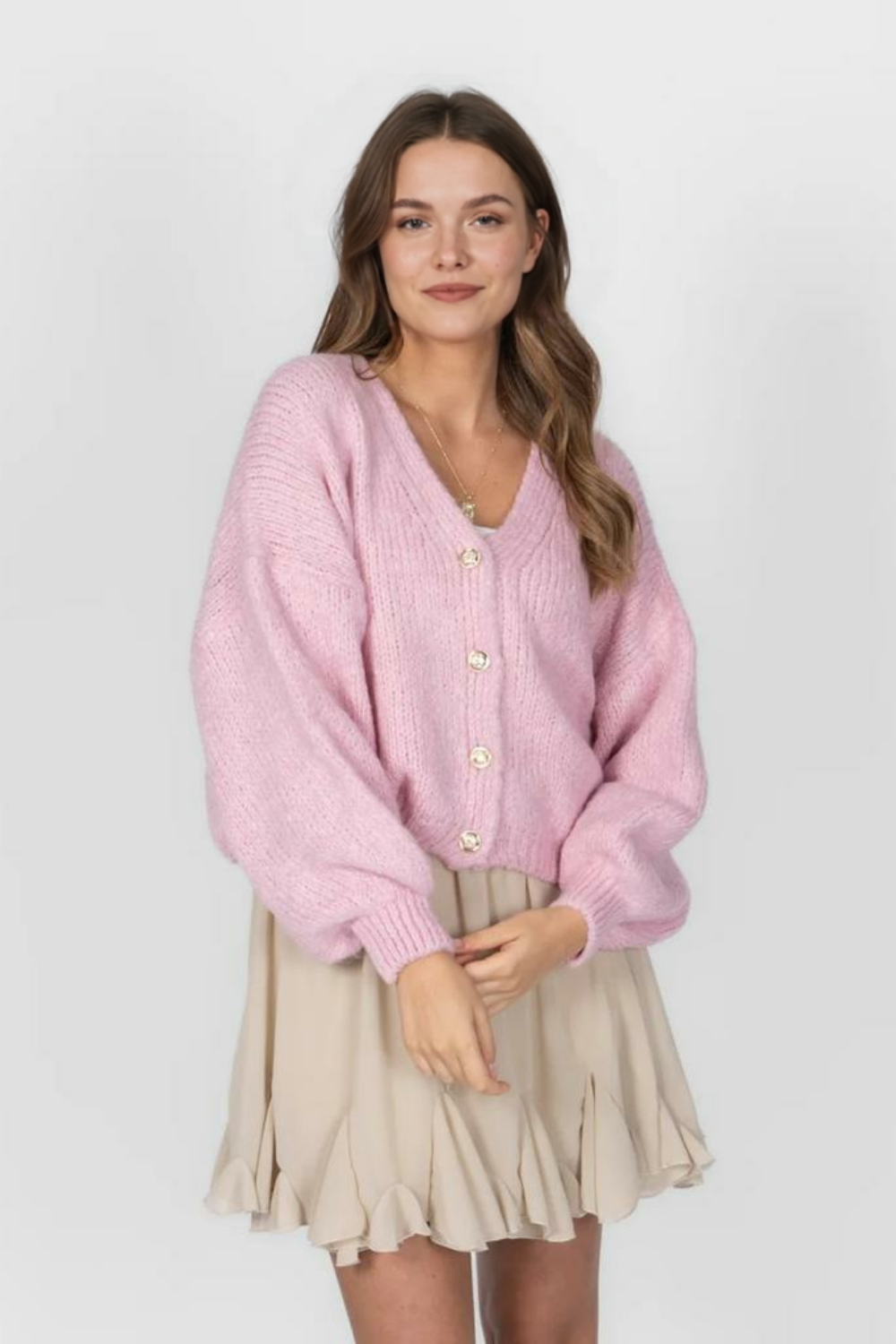 CozyGlam lielizmēra V veida kardigans ar īsām piedurknēm