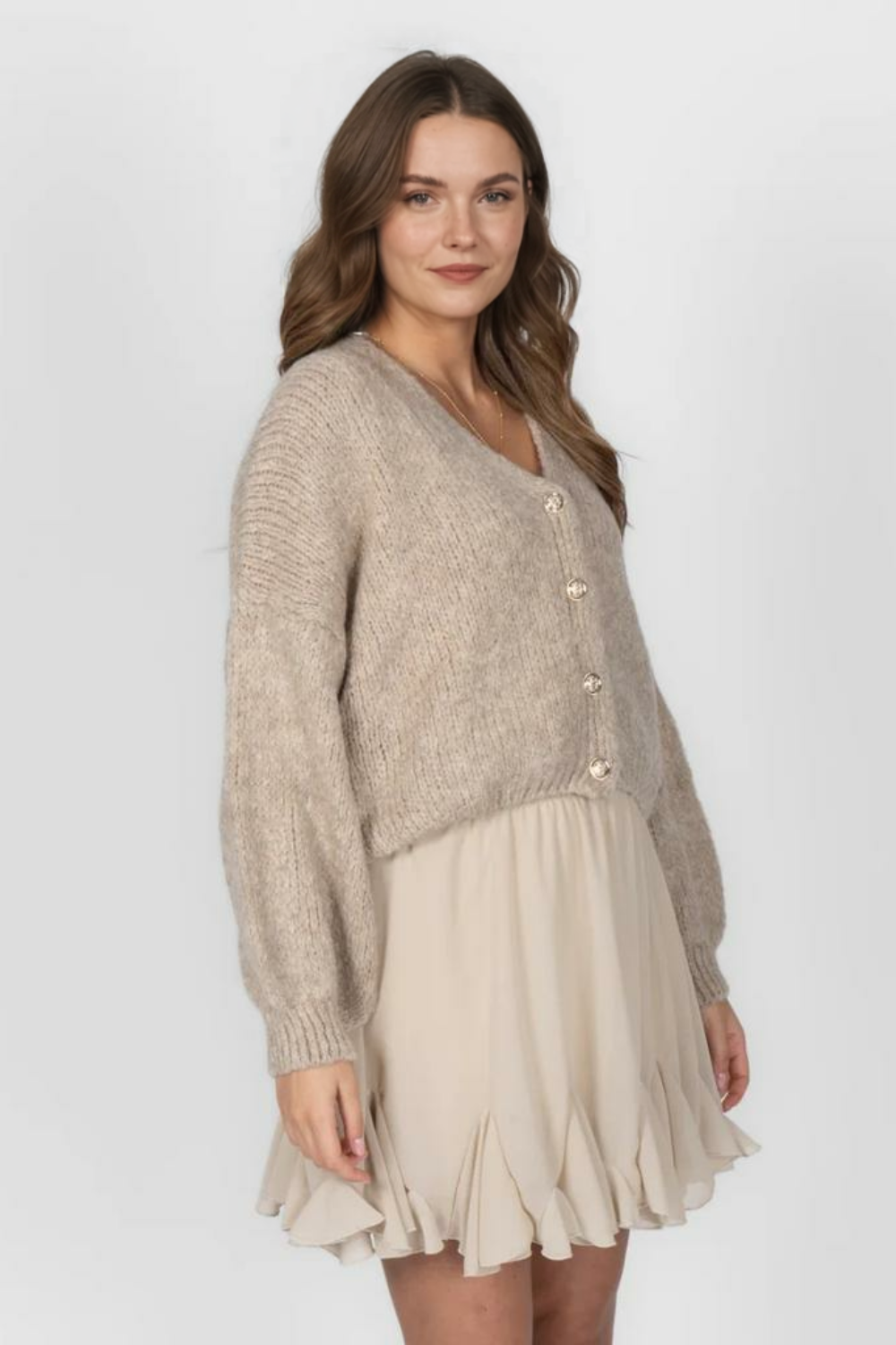 CozyGlam lielizmēra V veida kardigans ar īsām piedurknēm