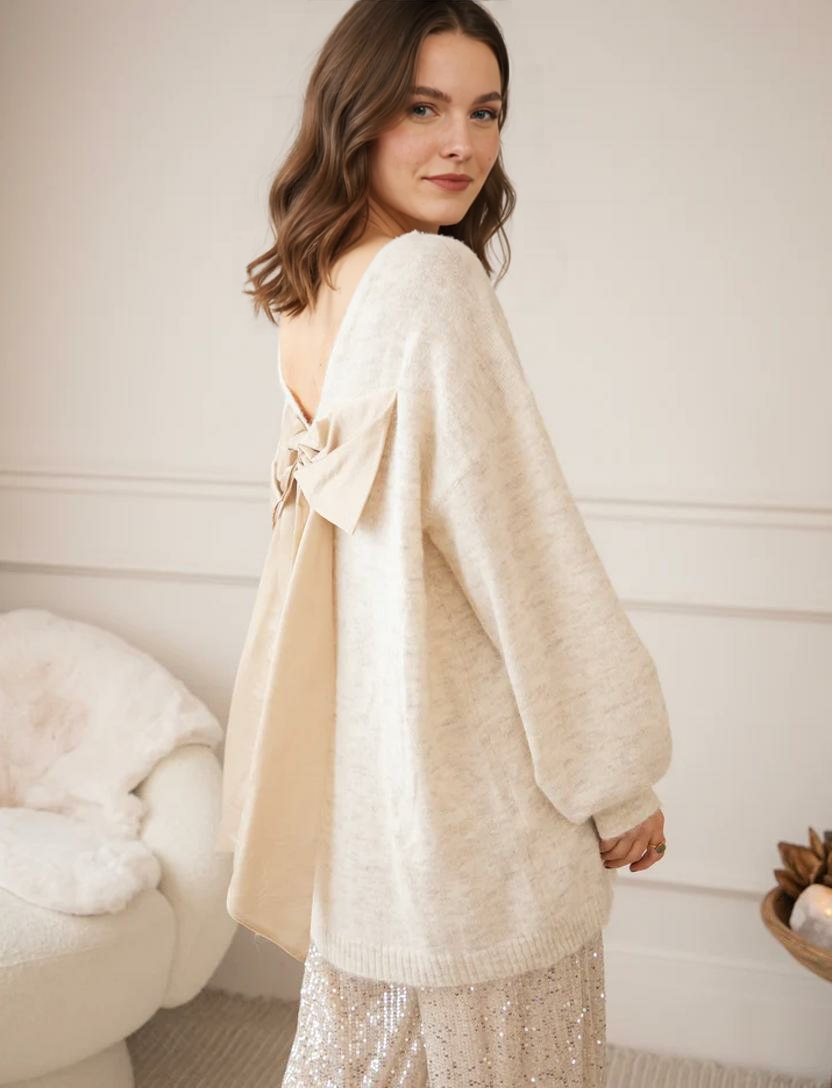 Glow With A Bow Beige - Džemperis/Džemperkleita