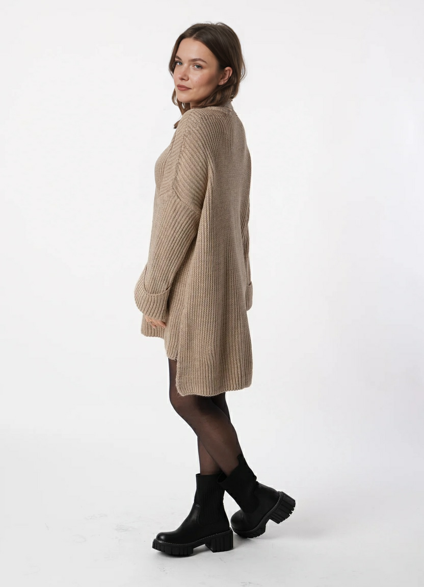 Oversize trikotāžas džemperis – Gaiši brūns