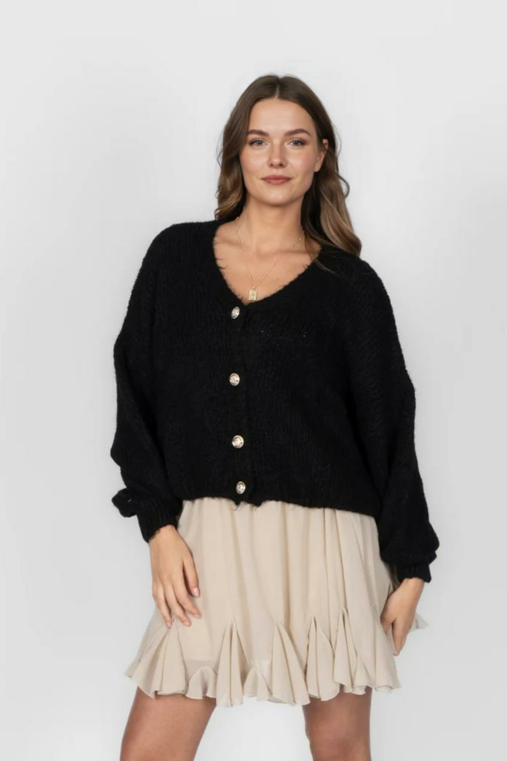 CozyGlam lielizmēra V veida kardigans ar īsām piedurknēm