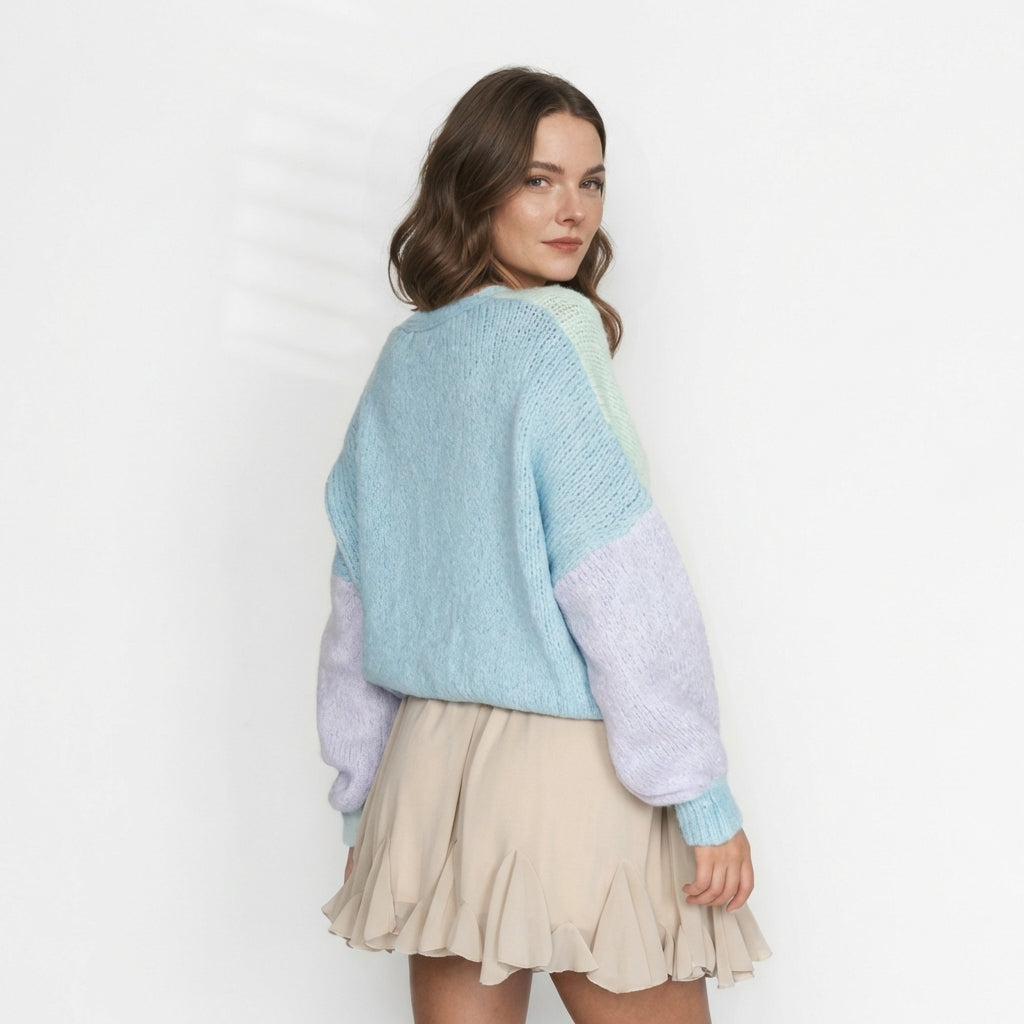 Pasteļtoņa samta lielizmēra kardigans