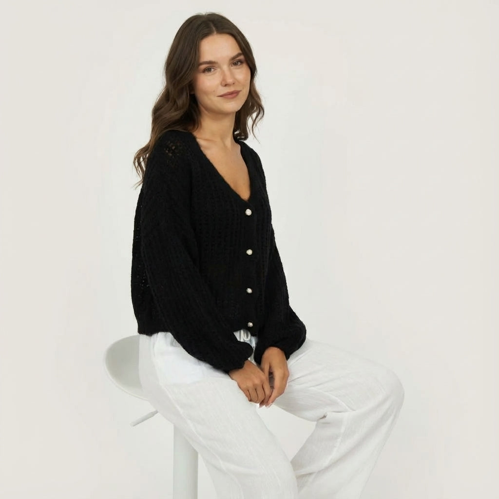 Smalks ažūra adīts kardigans