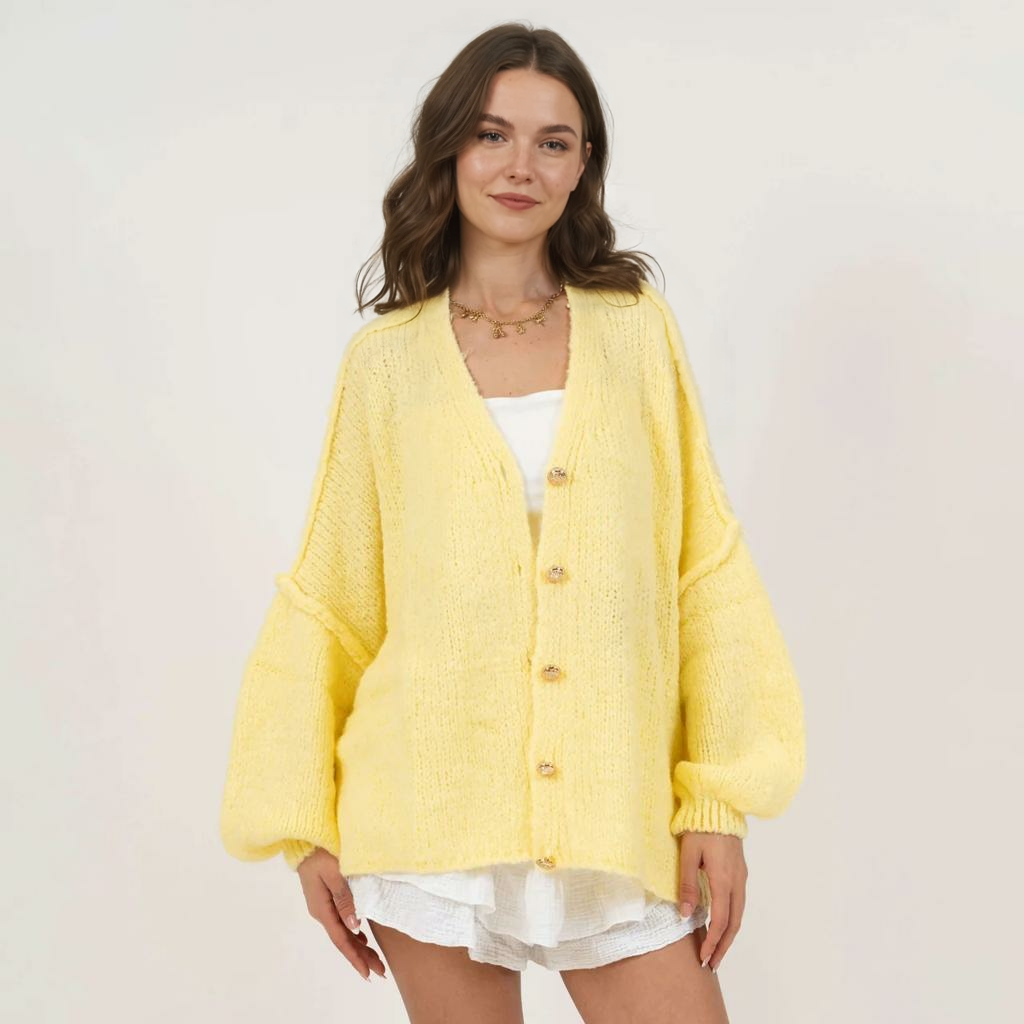 CozyGlam lielizmēra V veida kardigans