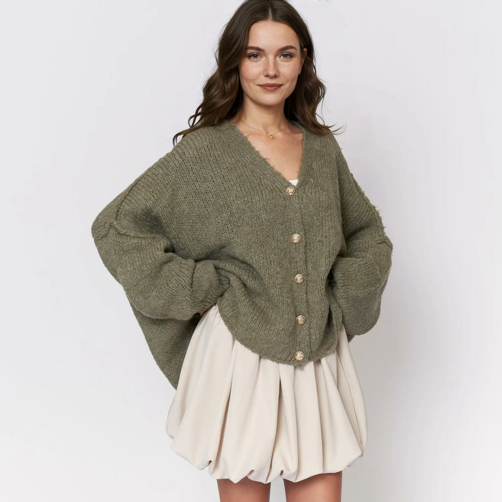 CozyGlam lielizmēra V veida kardigans