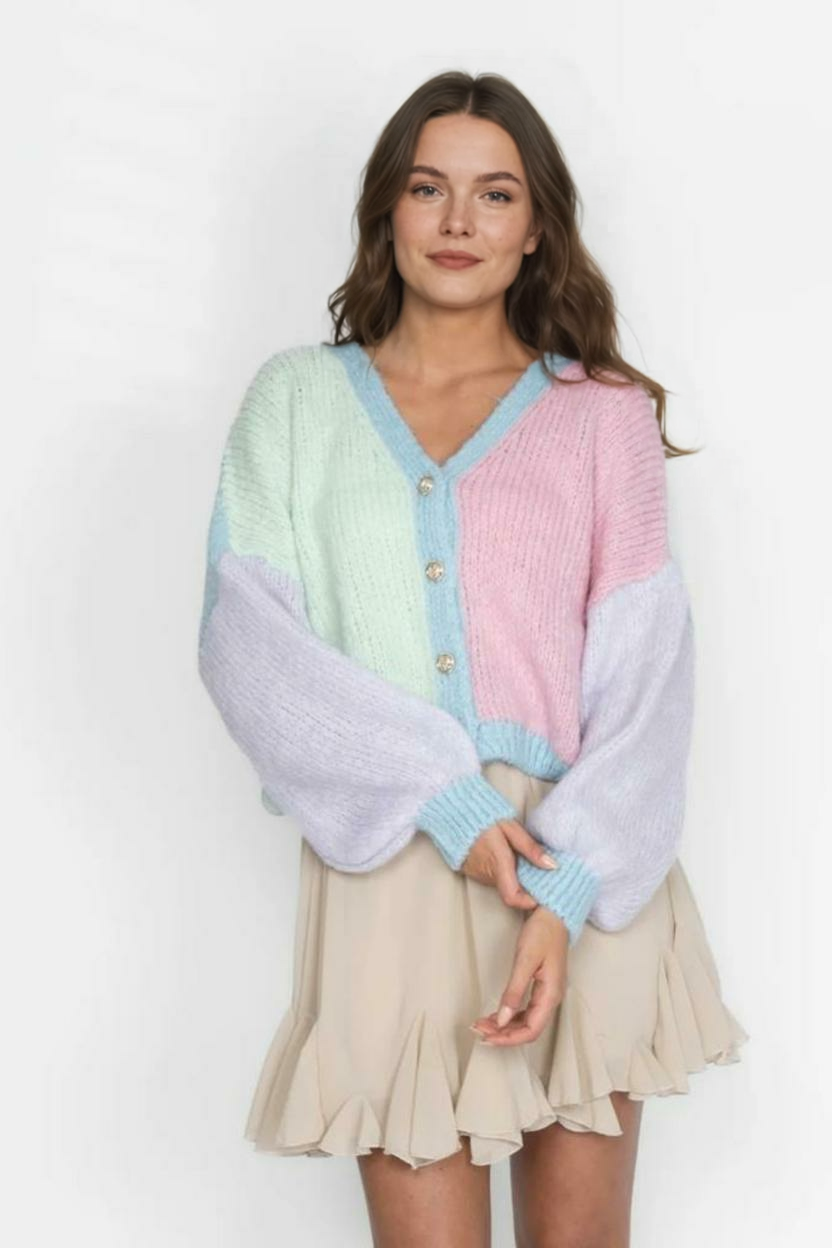 Pasteļtoņa samta lielizmēra kardigans
