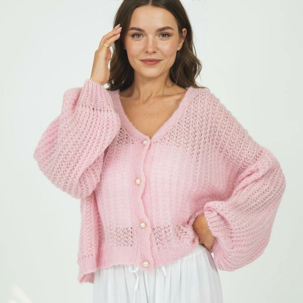 Smalks ažūra adīts kardigans
