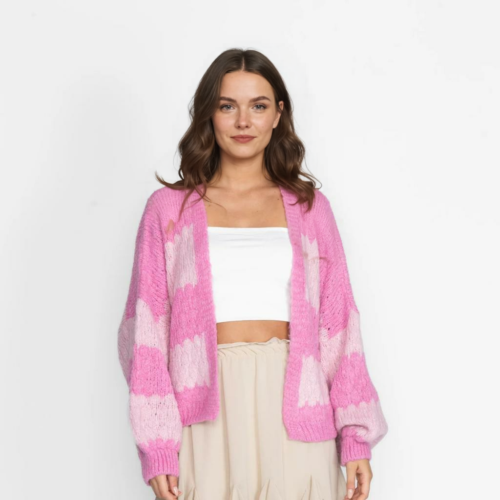 Treknrakstā svītru liela izmēra kardigans