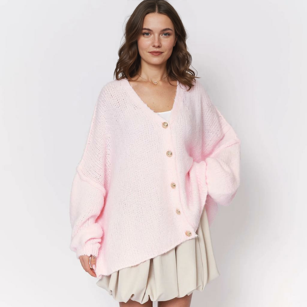 CozyGlam lielizmēra V veida kardigans