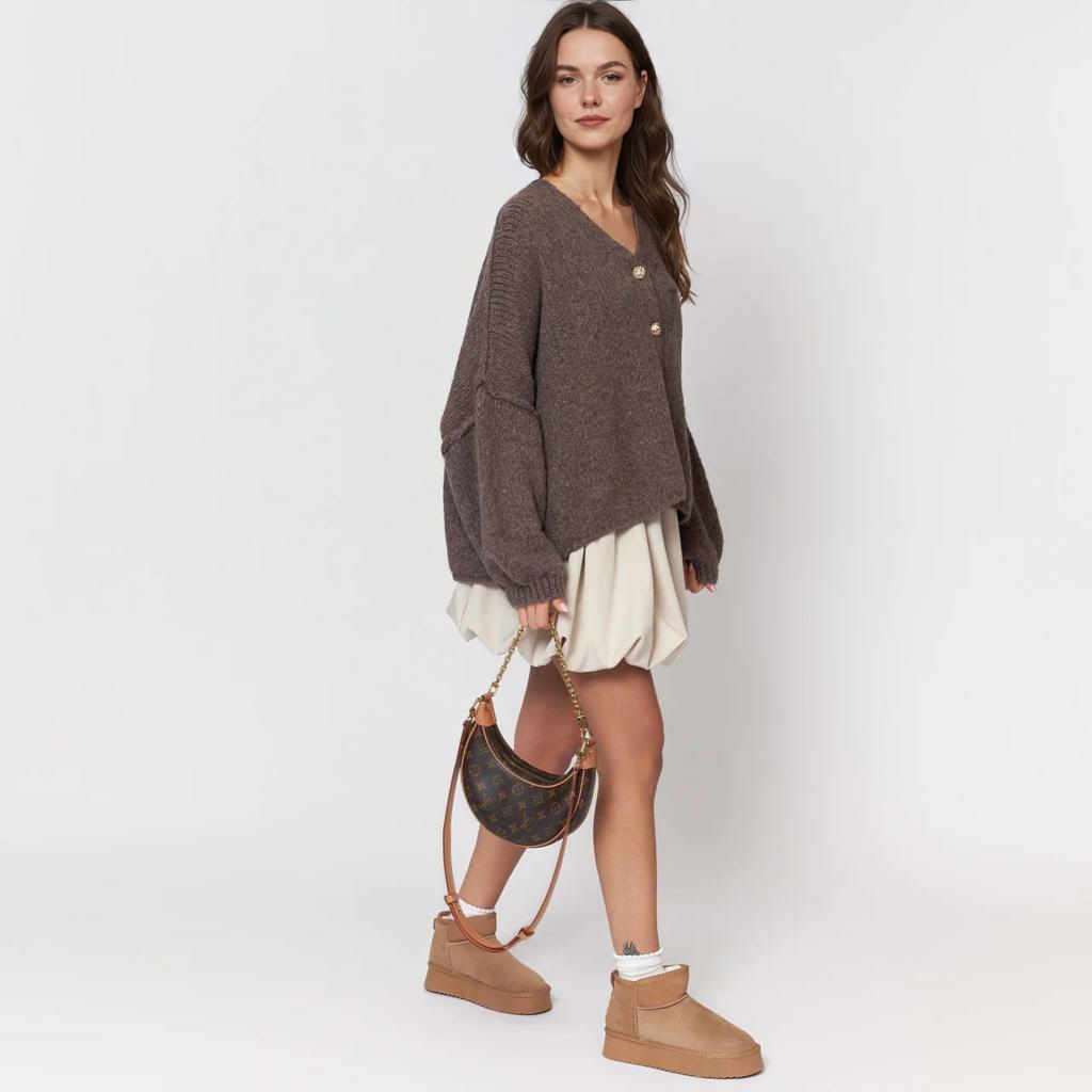 CozyGlam lielizmēra V veida kardigans