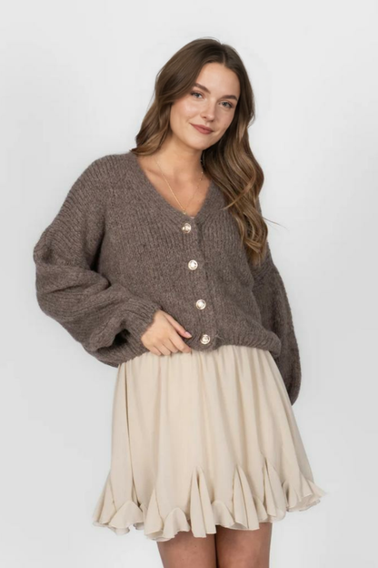 CozyGlam lielizmēra V veida kardigans ar īsām piedurknēm