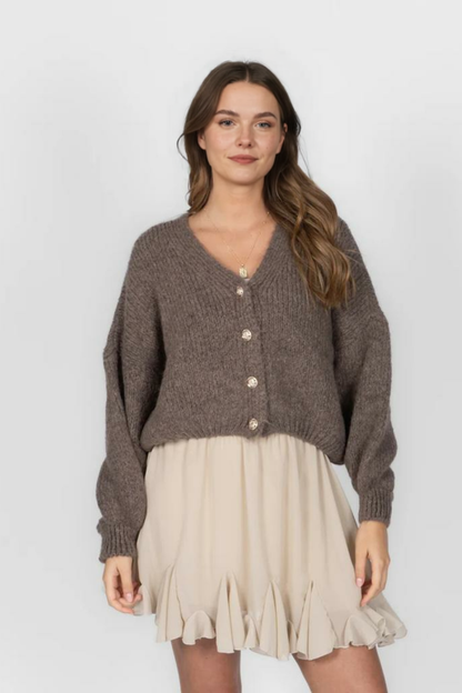 CozyGlam lielizmēra V veida kardigans ar īsām piedurknēm