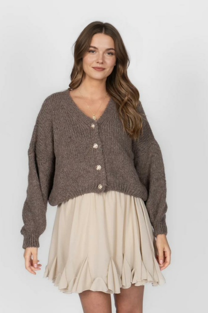 CozyGlam lielizmēra V veida kardigans ar īsām piedurknēm