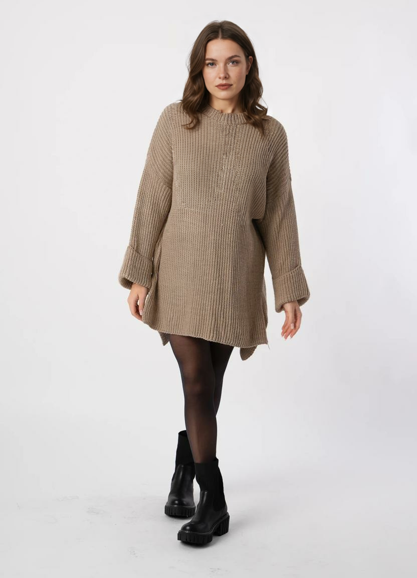 Oversize trikotāžas džemperis – Gaiši brūns