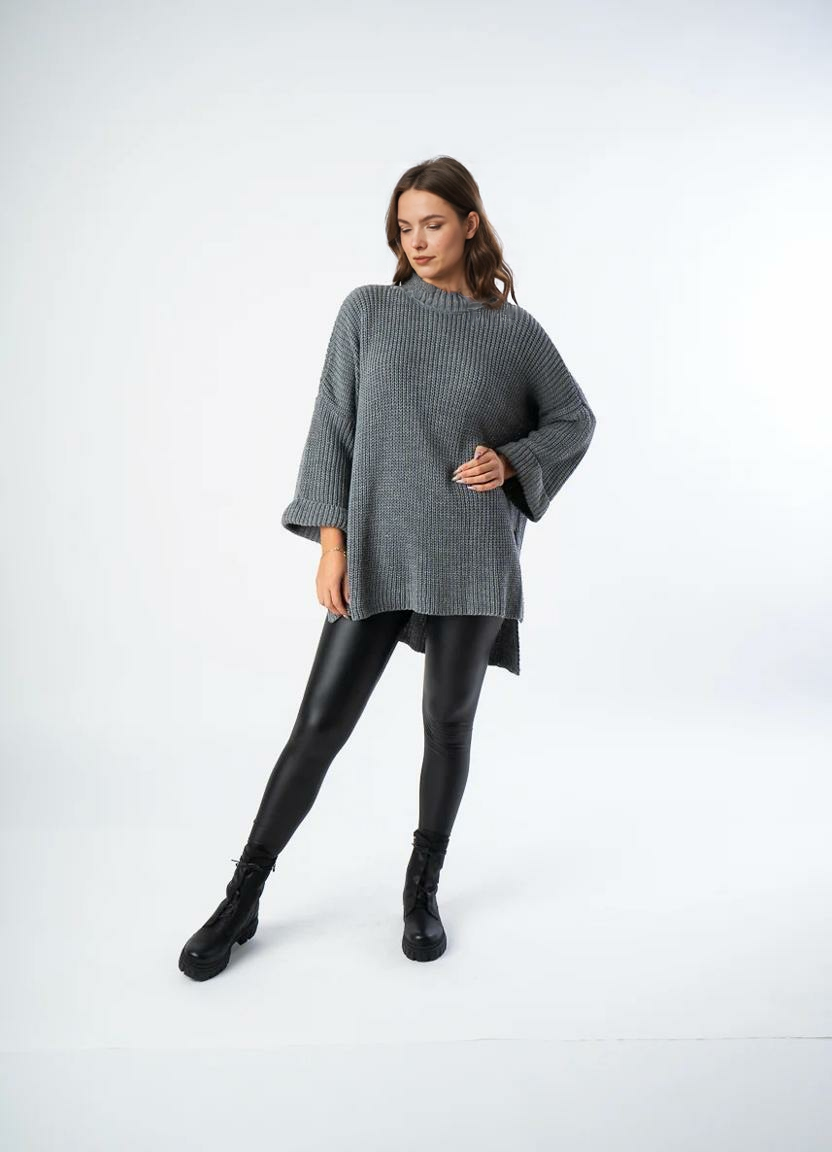 Oversize trikotāžas džemperis – Pelēks