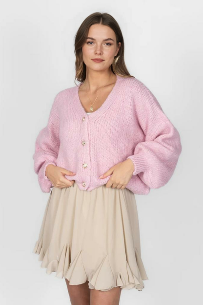 CozyGlam lielizmēra V veida kardigans ar īsām piedurknēm