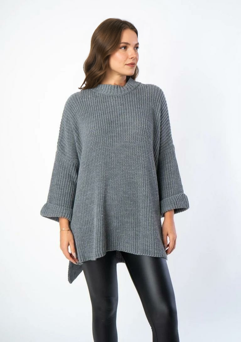Oversize trikotāžas džemperis – Pelēks