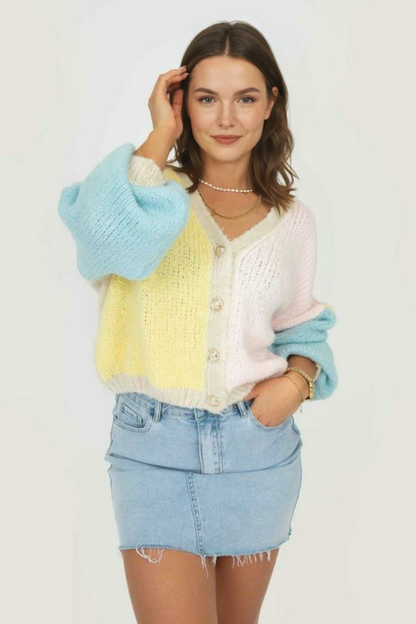 Pasteļtoņa samta lielizmēra kardigans