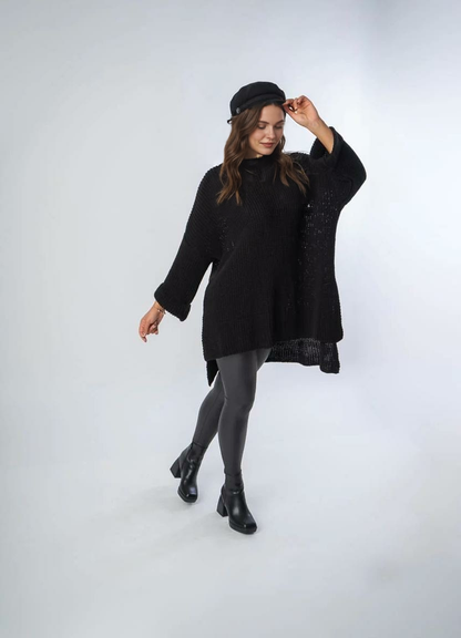 Oversize trikotāžas džemperis – Melns