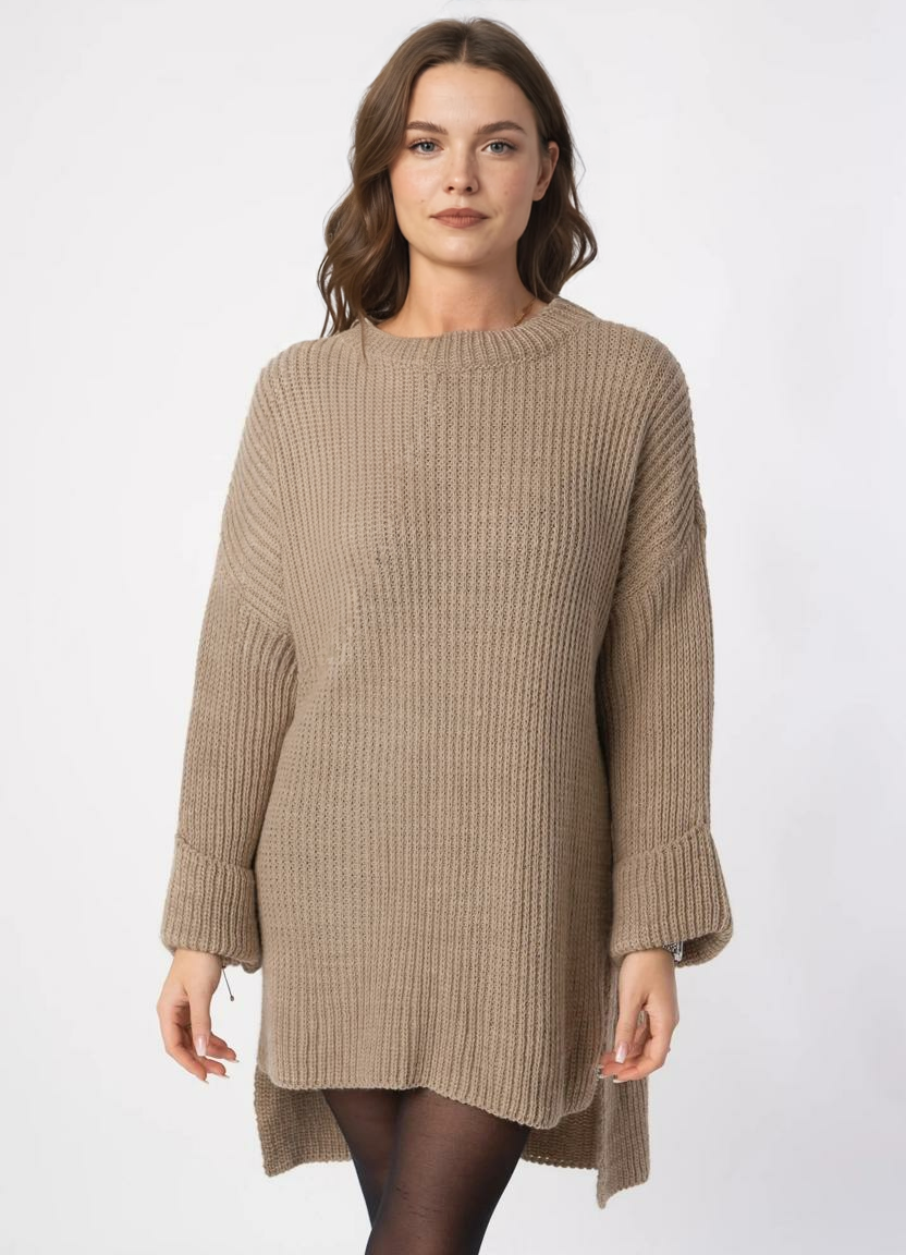 Oversize trikotāžas džemperis – Gaiši brūns