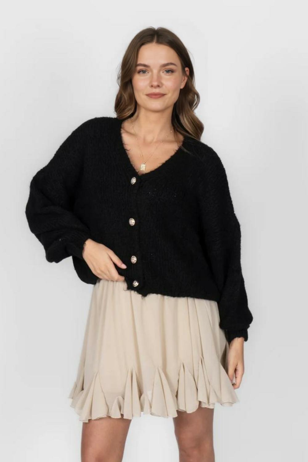 CozyGlam lielizmēra V veida kardigans ar īsām piedurknēm