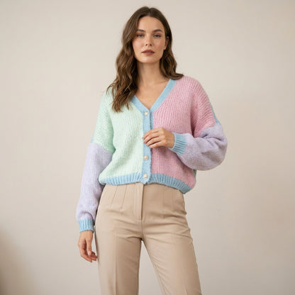 Pasteļtoņa samta lielizmēra kardigans