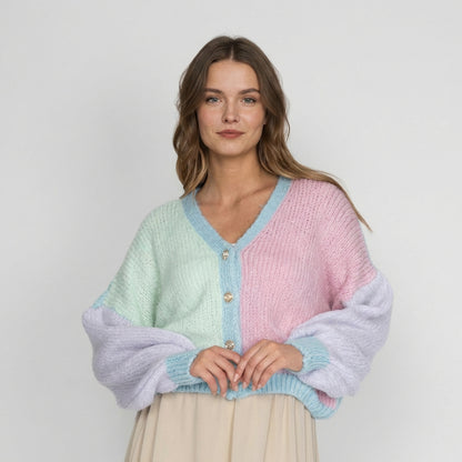 Pasteļtoņa samta lielizmēra kardigans