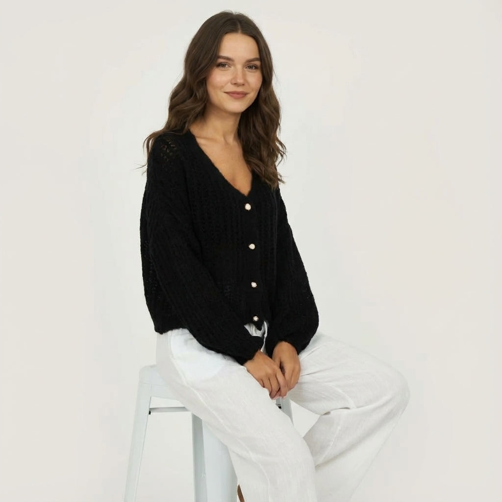 Smalks ažūra adīts kardigans