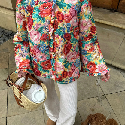 MIRELLA | Stepēta ziedu jaka ar koka pogām