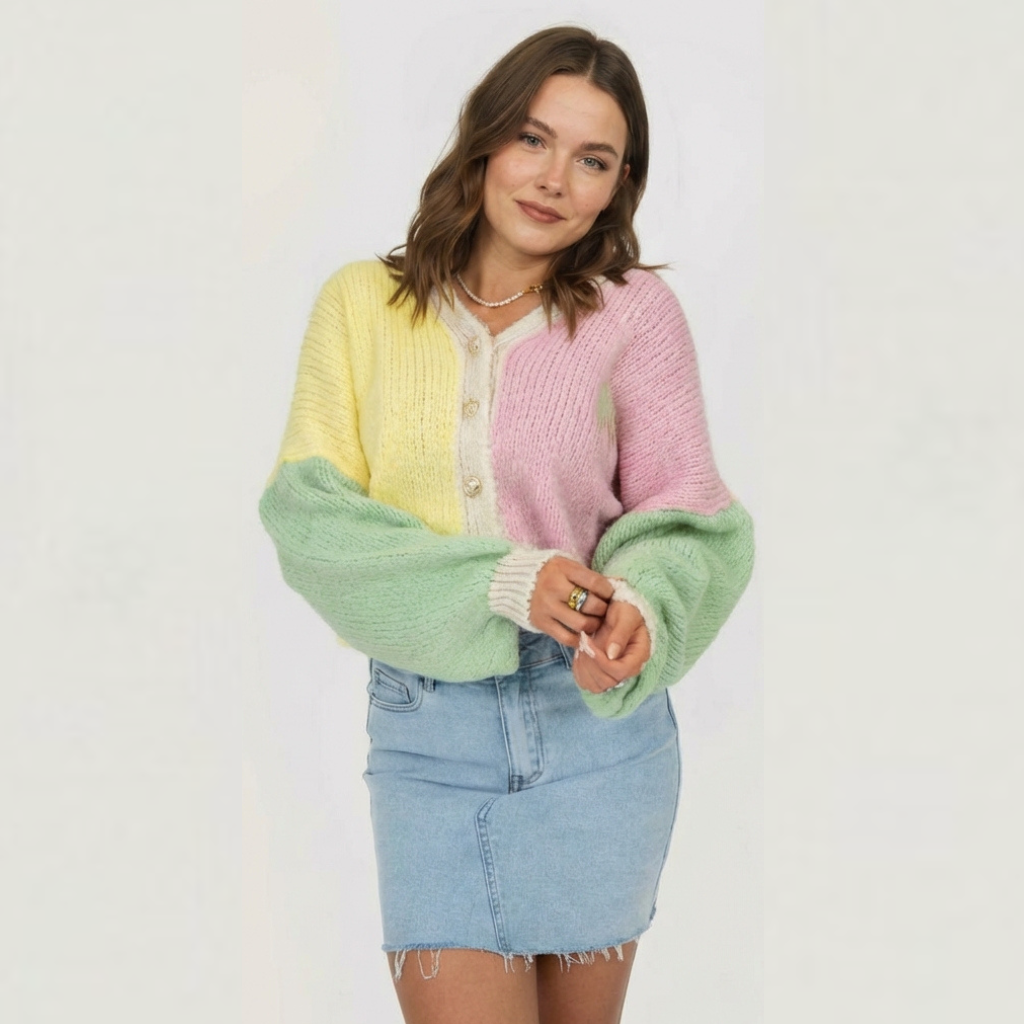 Pasteļtoņa samta lielizmēra kardigans