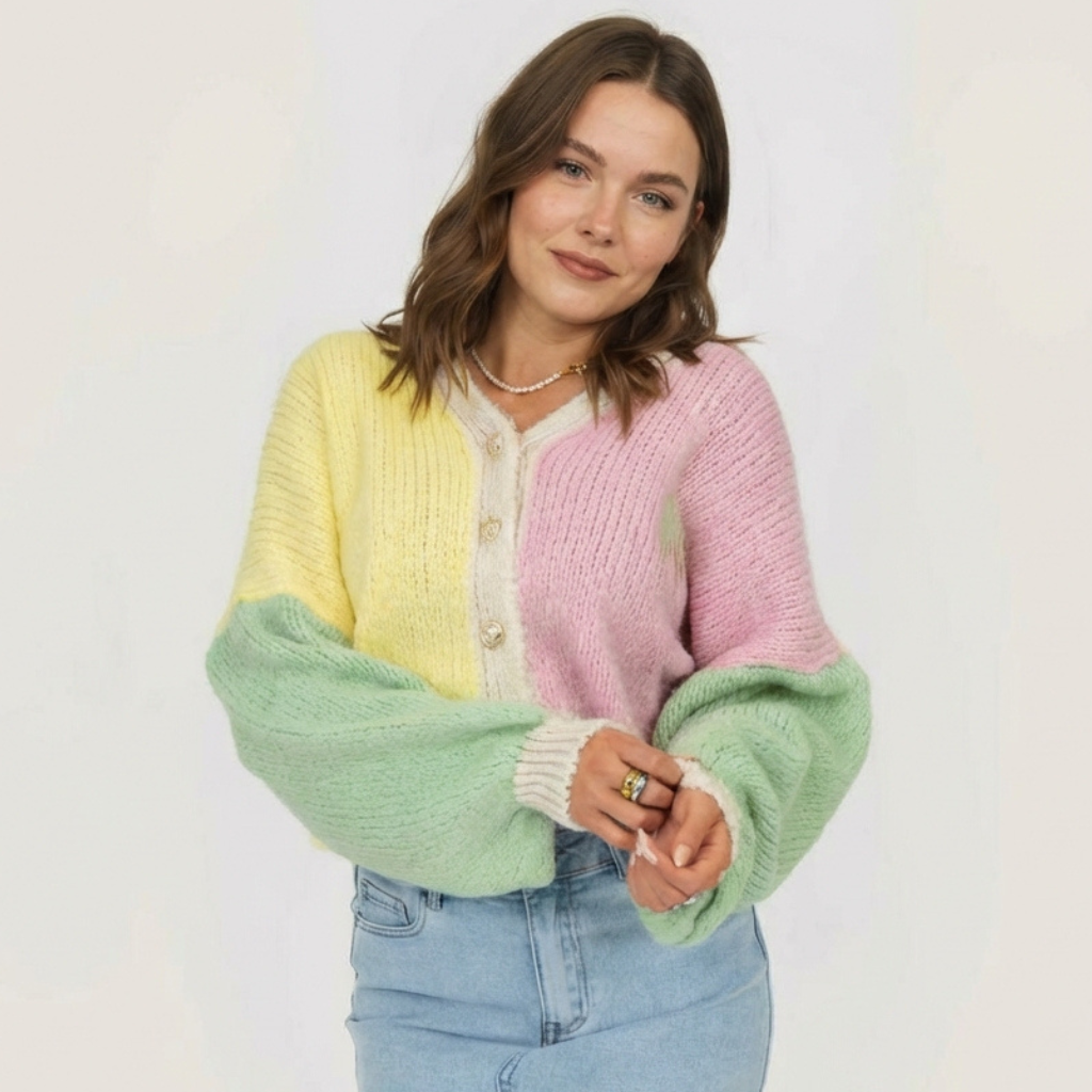 Pasteļtoņa samta lielizmēra kardigans