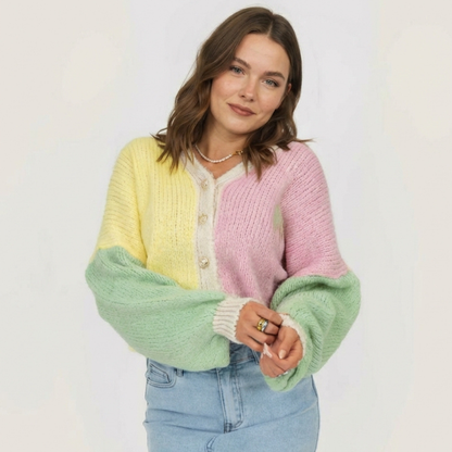 Pasteļtoņa samta lielizmēra kardigans