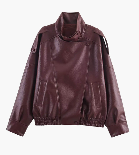 Carla asimetriskā ādas jaka