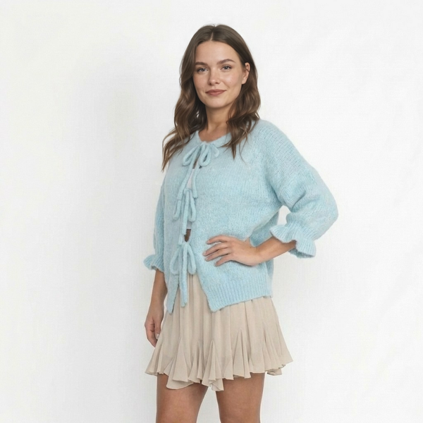 Liela izmēra tulpju kardigans ar bantītēm