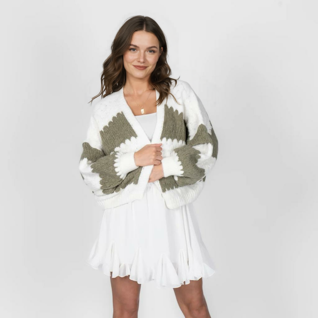 Treknrakstā svītru liela izmēra kardigans