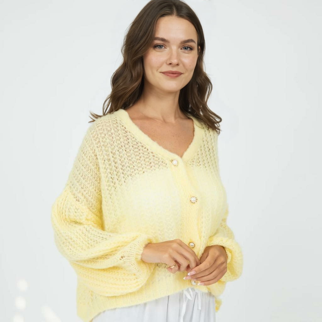 Smalks ažūra adīts kardigans