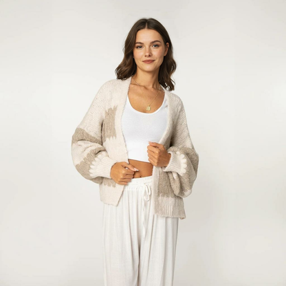 Treknrakstā svītru liela izmēra kardigans