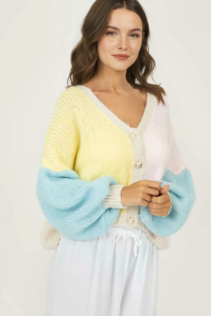 Pasteļtoņa samta lielizmēra kardigans