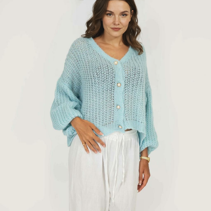 Smalks ažūra adīts kardigans