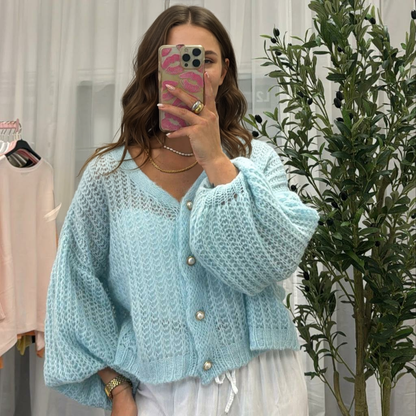 Smalks ažūra adīts kardigans