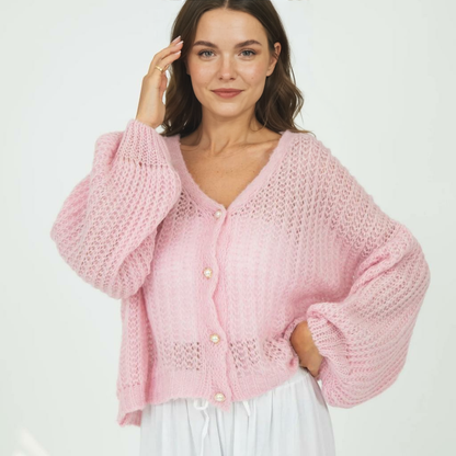 Smalks ažūra adīts kardigans