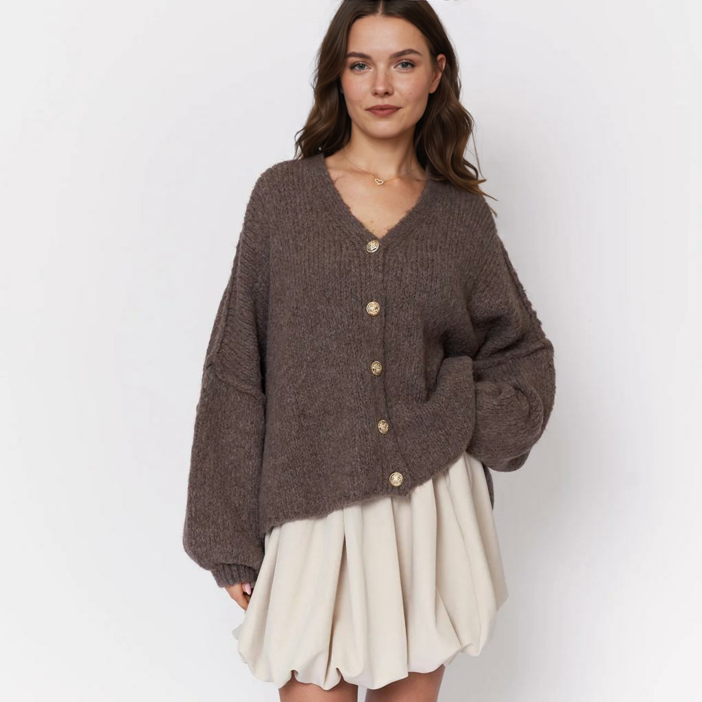 CozyGlam lielizmēra V veida kardigans