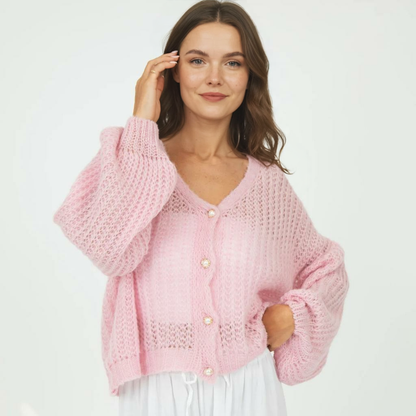 Smalks ažūra adīts kardigans