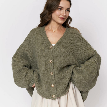 CozyGlam lielizmēra V veida kardigans