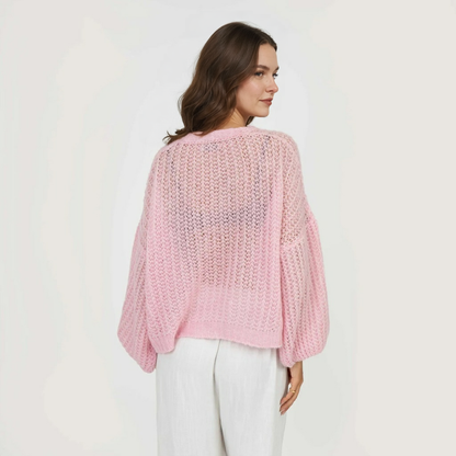 Smalks ažūra adīts kardigans