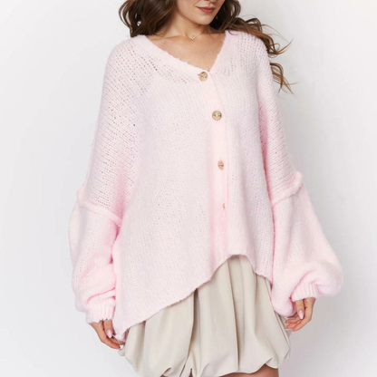 CozyGlam lielizmēra V veida kardigans